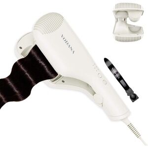 VODANA 1.5 Inch Wide Plates Hair Crimper Waver Iron White Corded